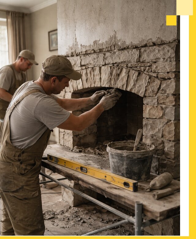 Изготовление каминов под ключ в Клине, монтаж и отделка