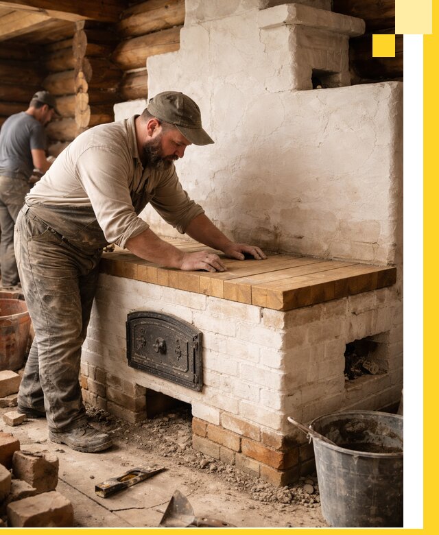 Проектирование и установка русской печи с лежанкой в Клине