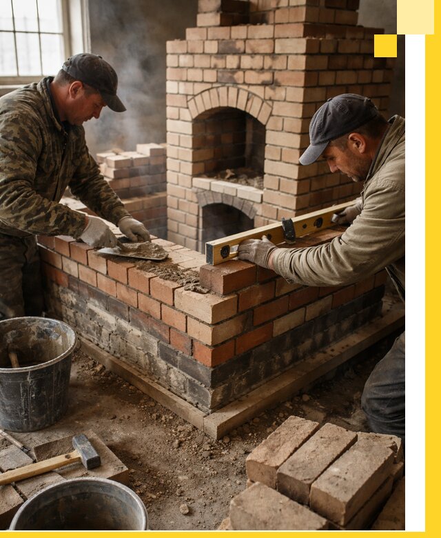 Изготовление и монтаж печей и каминов из кирпича в Клине