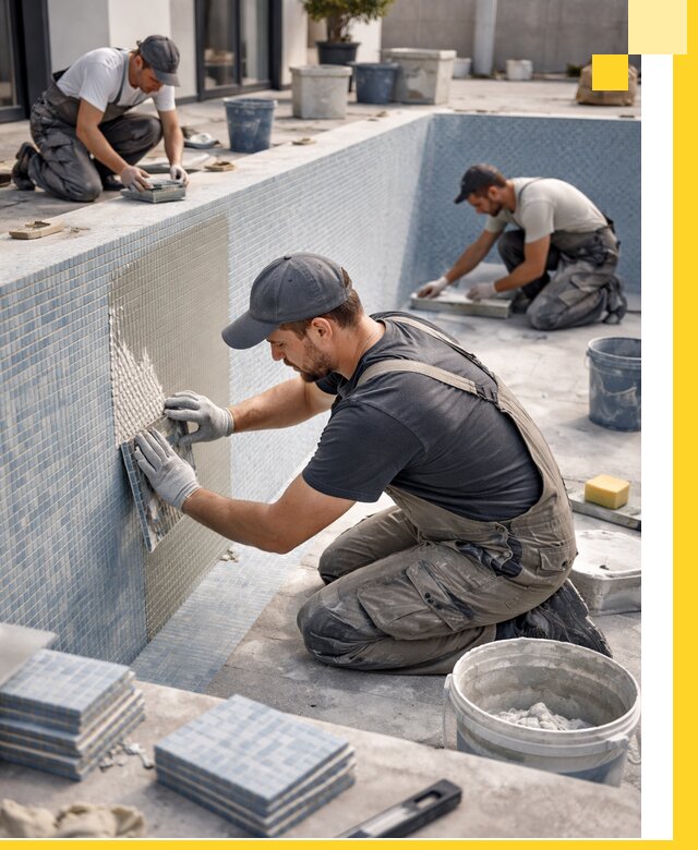 Облицовка бассейнов в Клине плитка мозаика гидроизоляция