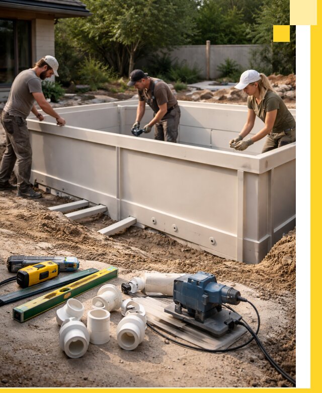 Установка полипропиленовых бассейнов под ключ в Клине