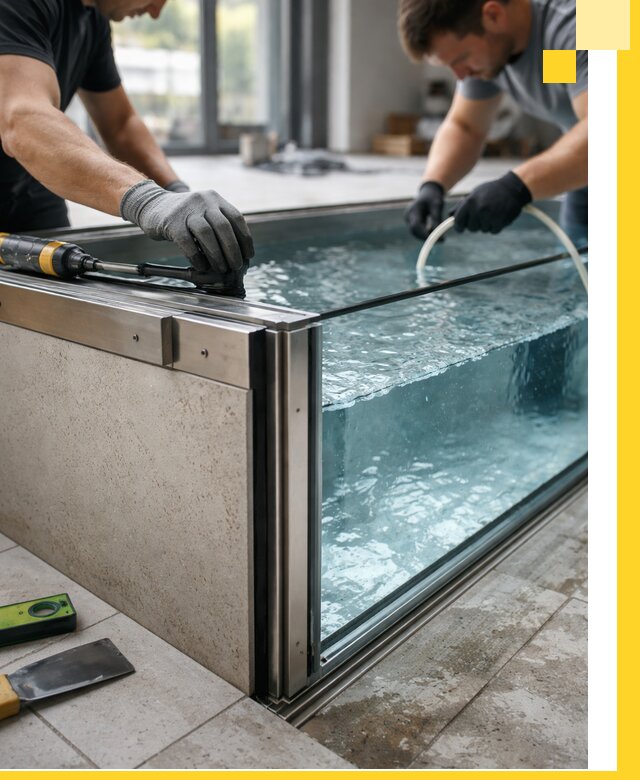 Проектирование и монтаж стеклянных бассейнов в Клине