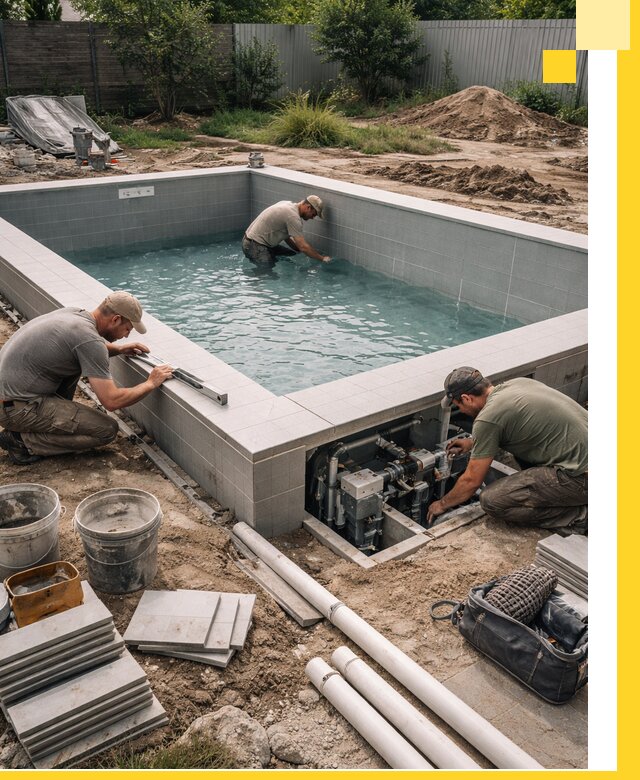 Строительство и монтаж бассейнов для дачи под ключ в Клине