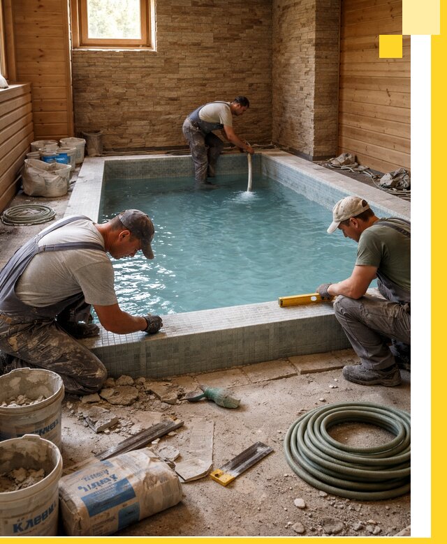 Проектирование и строительство бассейнов для бани в Клине