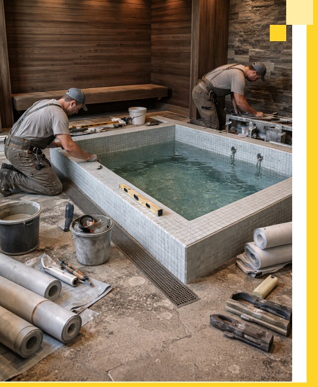 Установка и строительство бассейнов для сауны в Клине