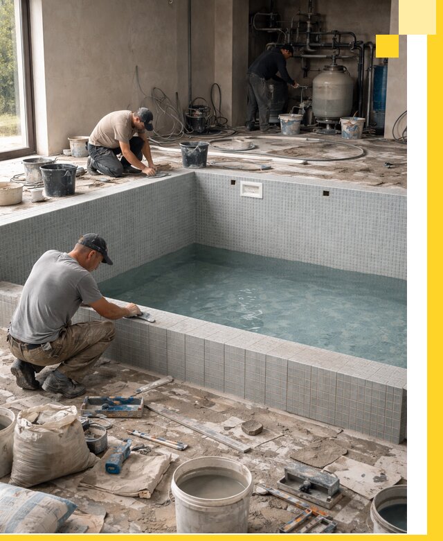 Строительство и монтаж бассейнов в помещении в Клине