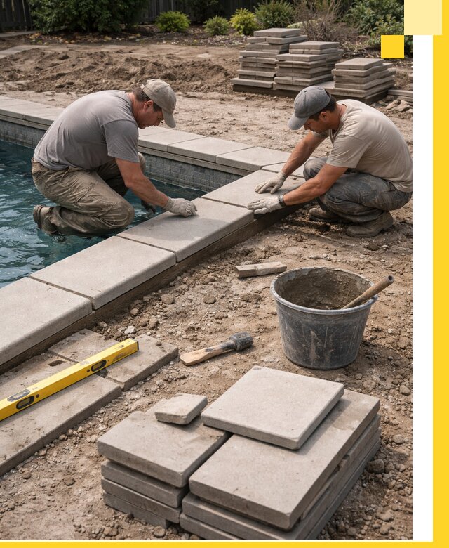 Установка и изготовление копингового камня для бассейнов в Клине