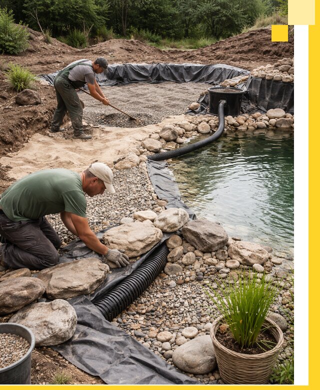 Строительство природных бассейнов и озер в Клине под ключ