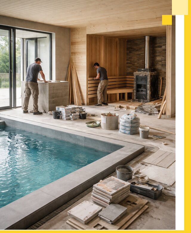 Проектирование и строительство бань с бассейном в Клине