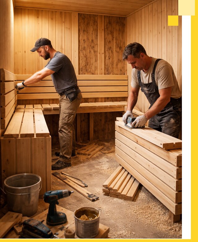 Профессиональный комплексный ремонт саун под ключ в Клине