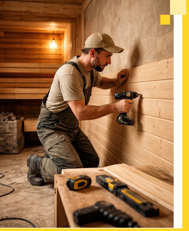 Профессиональная внутренняя отделка бани в Клине под ключ