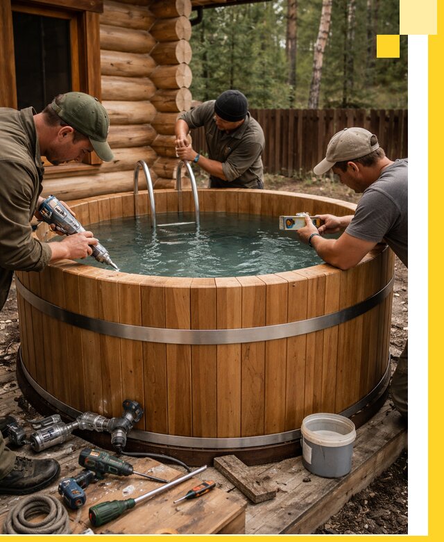 Строительство бань с купелью под ключ и отделкой в Клине