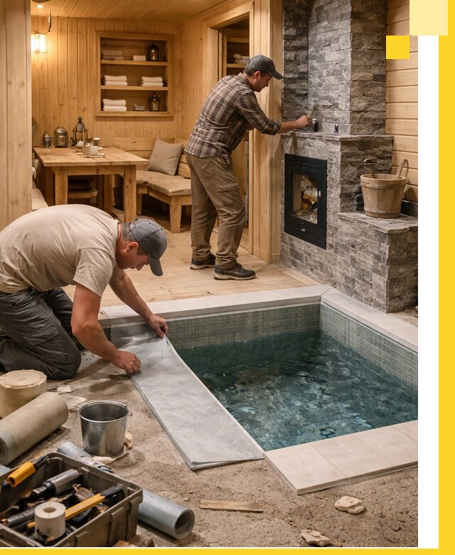 Строительство бань с комнатой отдыха под ключ в Клине