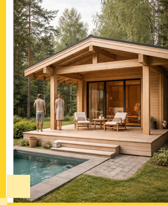 Бани с террасой под ключ в Клине от 614700 р. | ЭриданКли