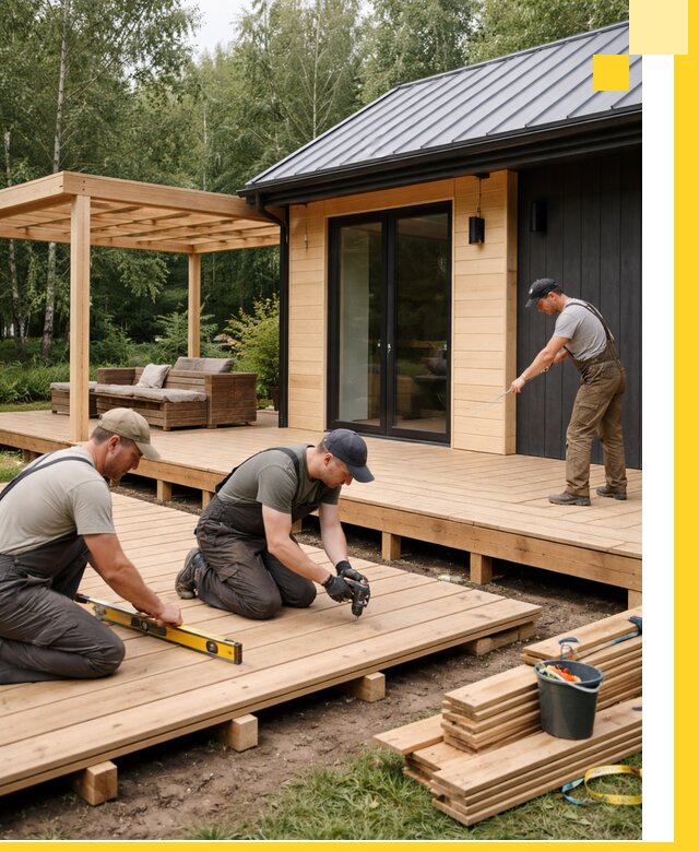 Строительство бань с террасой и бассейном под ключ в Клине