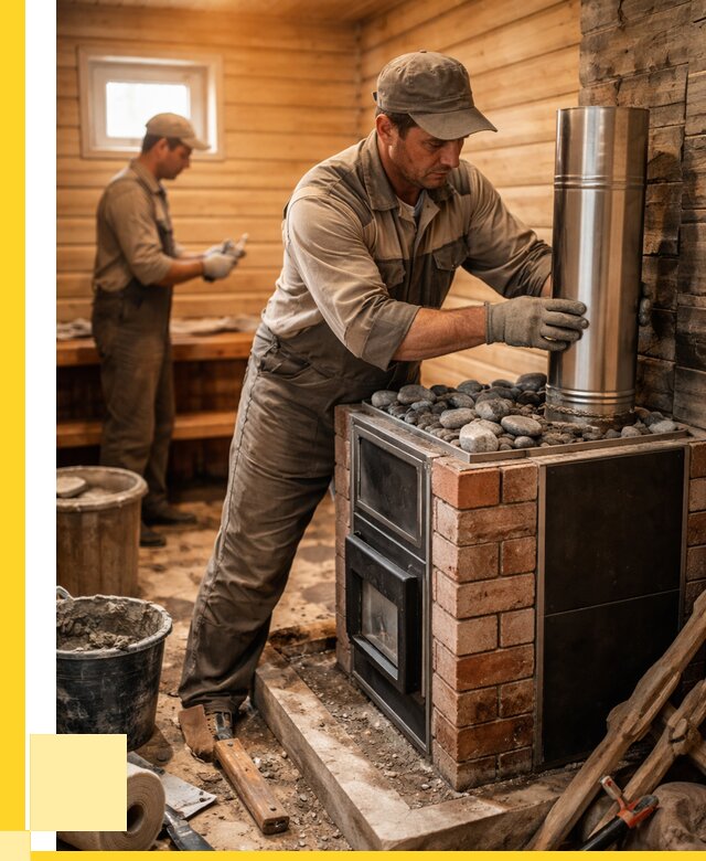 Монтаж печи в бане под ключ в Клине от 20490 р. | ЭриданКли