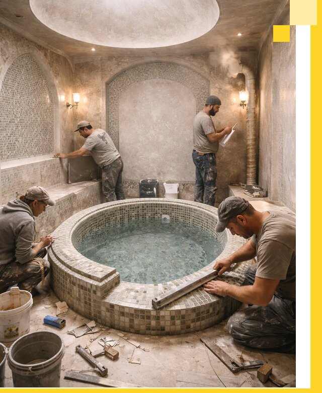 Профессиональное строительство хамама с бассейном в Клине под ключ